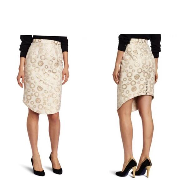 NWT Anthropologie Corey Lynn Calter Latia Gold Metallic Brocade Pencil Skirt 6 - Picture 2 of 13